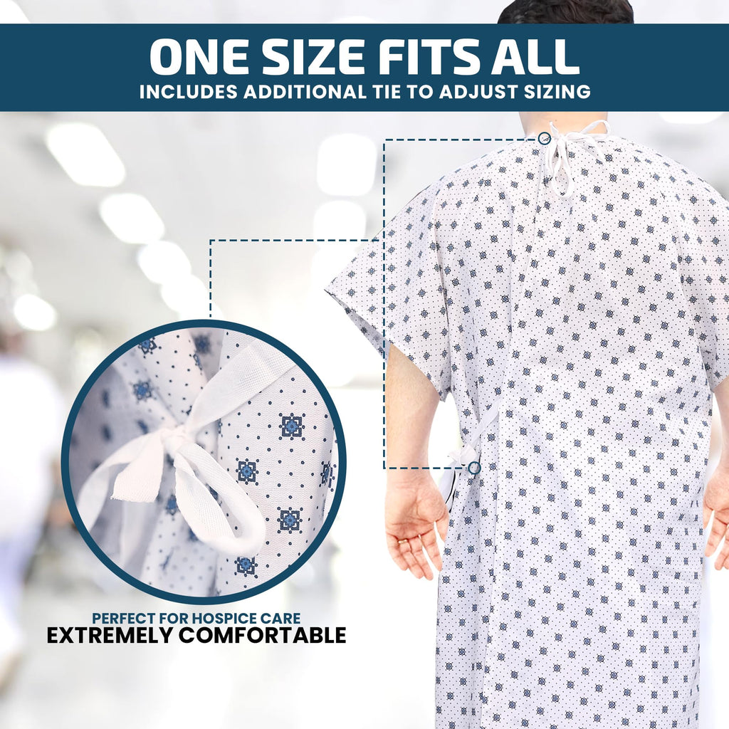 Linteum Textile Supply Cotton Blended Unisex Hospital Gowns with Back Ties Comfortably Fits Sizes Upto 2XL