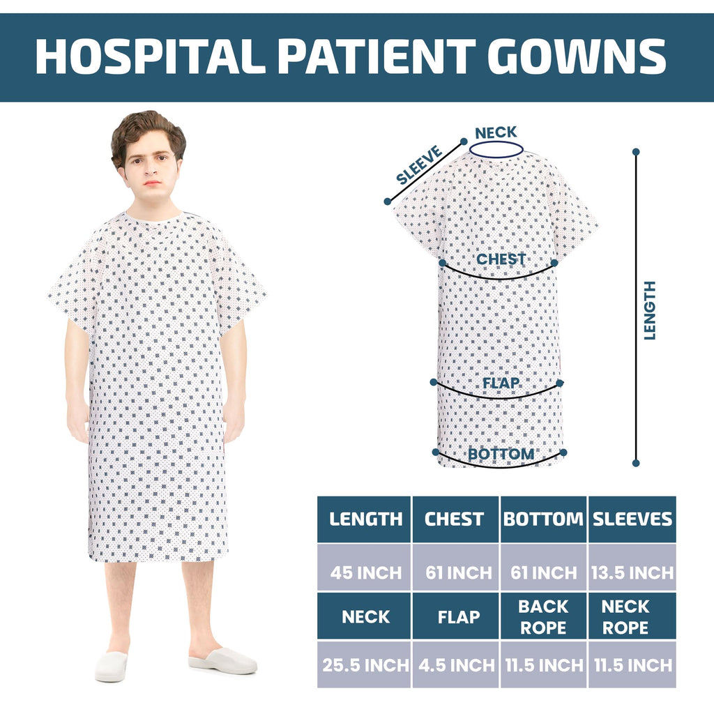 Linteum Textile Supply Cotton Blended Unisex Hospital Gowns with Back Ties Comfortably Fits Sizes Upto 2XL