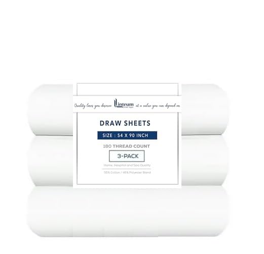 Linteum Textile Supply White Bed Sheet – 54x90 Soft and Comfortable Draw Sheets 180 Thread Count Top Sheets for Home, Hospitals, Spas & Rental Properties
