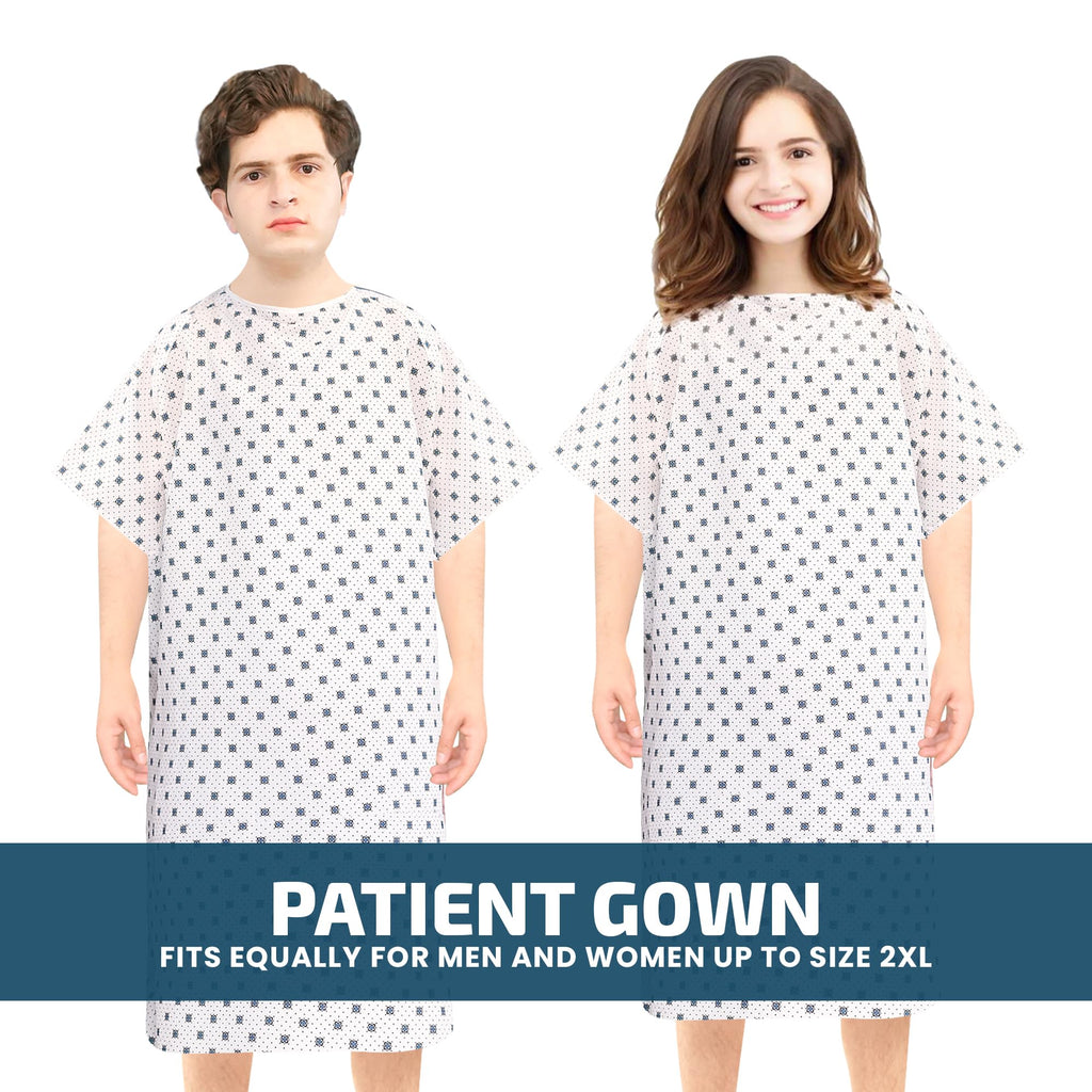 Linteum Textile Supply Cotton Blended Unisex Hospital Gowns with Back Ties Comfortably Fits Sizes Upto 2XL
