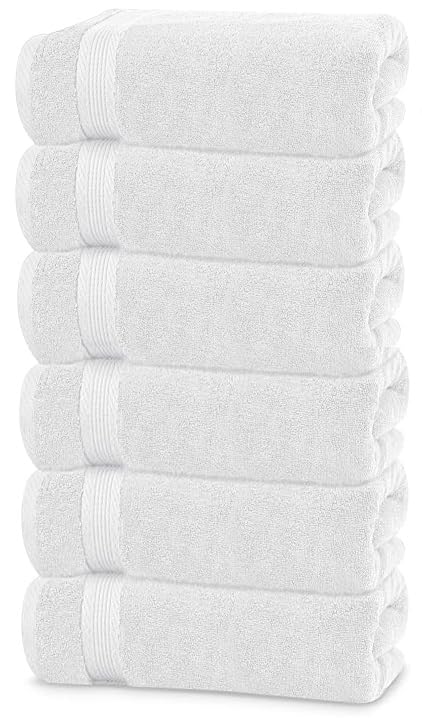 Linteum Textile Supply Premium 100% Ring Spun Cotton Quick Dry Hair Drying Towels for Women, Men, Kids – Salon, Gym, Hair Care, Spa, Home Hand Towels, 22x44, White