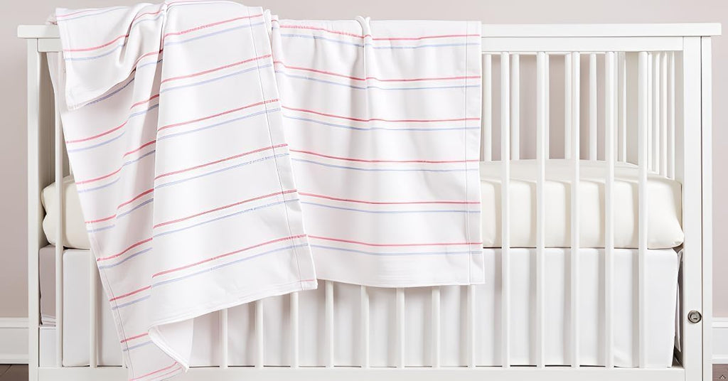 Linteum Textile 36x36 in Receiving Hospital Baby Blankets, White w/Light Blue & Light Pink Stripes