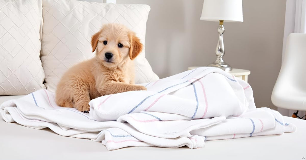 Linteum Textile 36x36 in Receiving Hospital Baby Blankets, White w/Light Blue & Light Pink Stripes