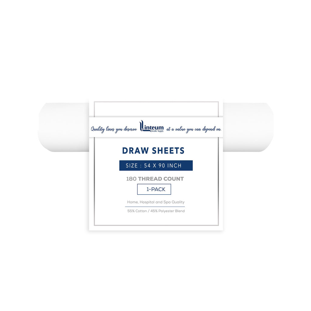 Linteum Textile Supply White Bed Sheet – 54x90 Soft and Comfortable Draw Sheets 180 Thread Count Top Sheets for Home, Hospitals, Spas & Rental Properties