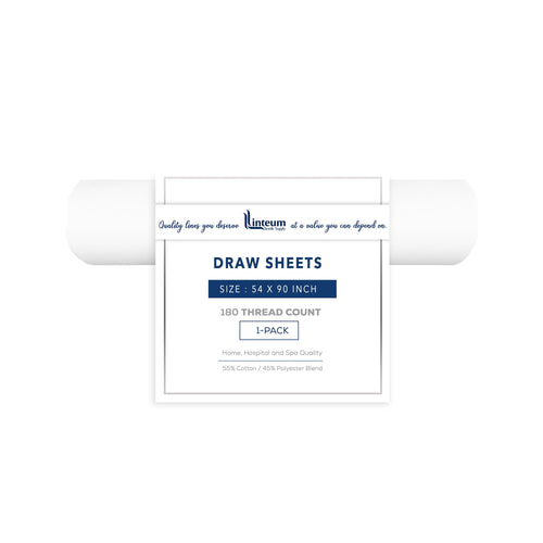 Linteum Textile Supply White Bed Sheet – 54x90 Soft and Comfortable Draw Sheets 180 Thread Count Top Sheets for Home, Hospitals, Spas & Rental Properties