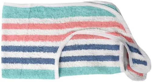 Linteum Textile Supply Striped Soft Terry Cotton Washable Reusable Adult Bibs with EZ-Tie Closure (18x34 in, 12-Pack)