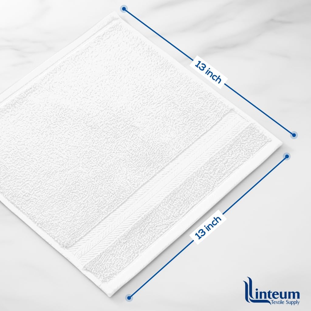 Linteum Textile Washcloth 100% Soft Cotton Zero Twist Premium Washcloths Face Towel 13x13 Inch