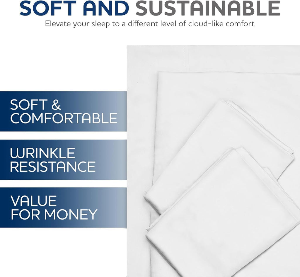 Linteum Textile Supply White Bed Sheet – 54x90 Soft and Comfortable Draw Sheets 180 Thread Count Top Sheets for Home, Hospitals, Spas & Rental Properties