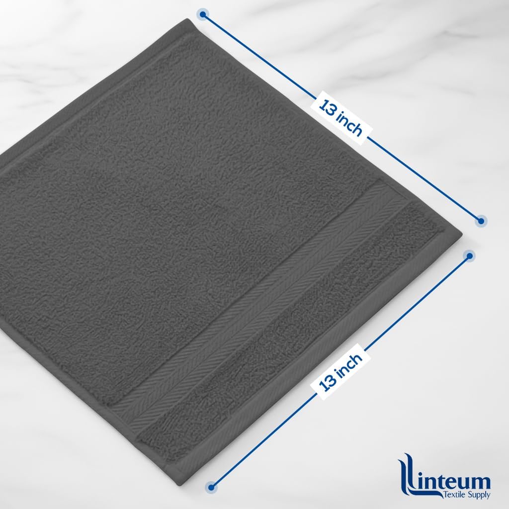 Linteum Textile Washcloth 100% Soft Cotton Zero Twist Premium Washcloths Face Towel 13x13 Inch