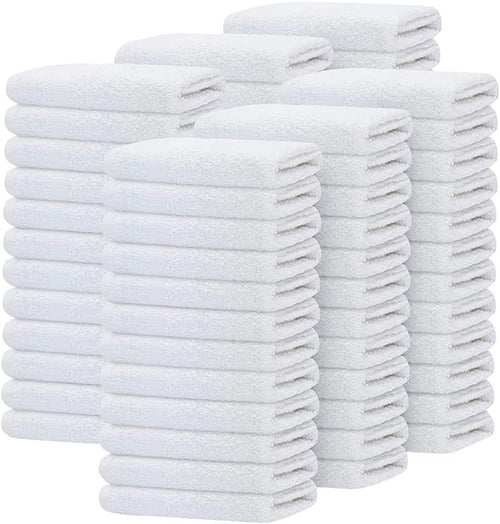 Linteum Textile (White, 12x12 In., Pack of 60) Cotton Blend Cleaning Rags for Multipurpose Cleaning Towels, Light Weight Commercial Grade, Machine Washable Cleaning Rags