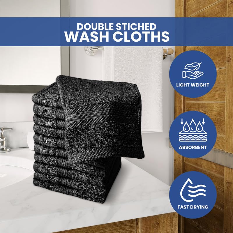 Linteum Textile Washcloth Set 100% Soft Cotton Zero Twist 16 Single Ring Spun Premium Washcloths Face Towel 13x13 Inch