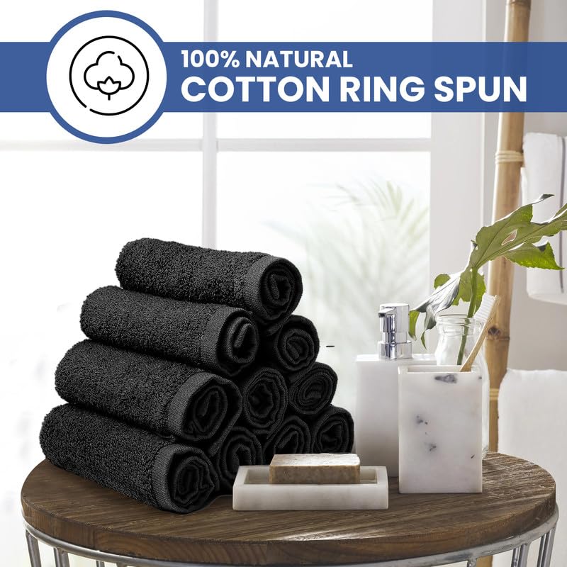 Linteum Textile Washcloth Set 100% Soft Cotton Zero Twist 16 Single Ring Spun Premium Washcloths Face Towel 13x13 Inch