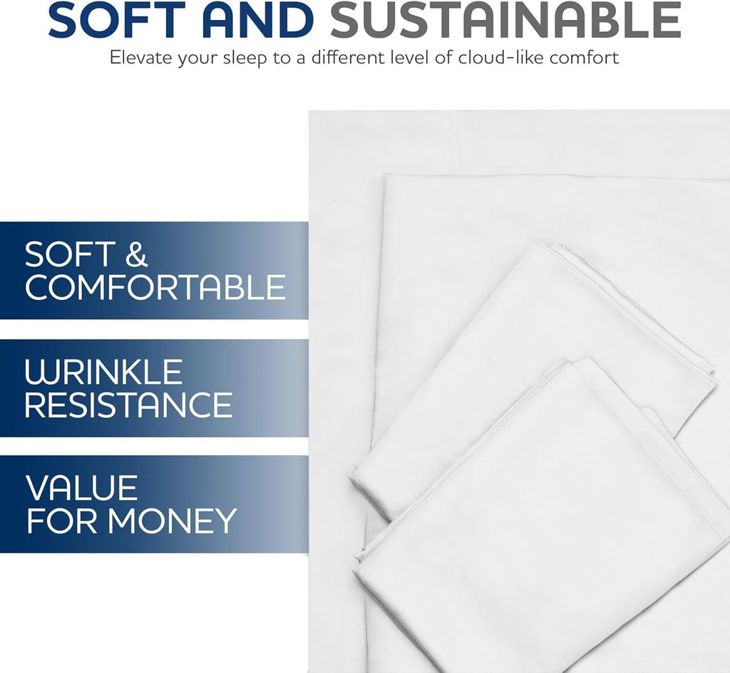 Linteum Textile Supply White Bed Sheet – 54x90 Soft and Comfortable Draw Sheets 180 Thread Count Top Sheets for Home, Hospitals, Spas & Rental Properties