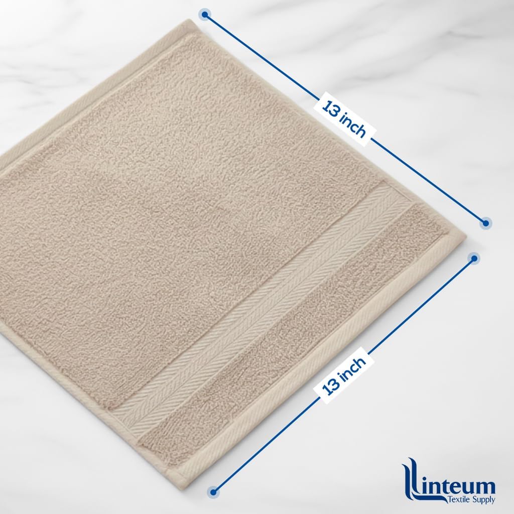Linteum Textile Washcloth 100% Soft Cotton Zero Twist Premium Washcloths Face Towel 13x13 Inch