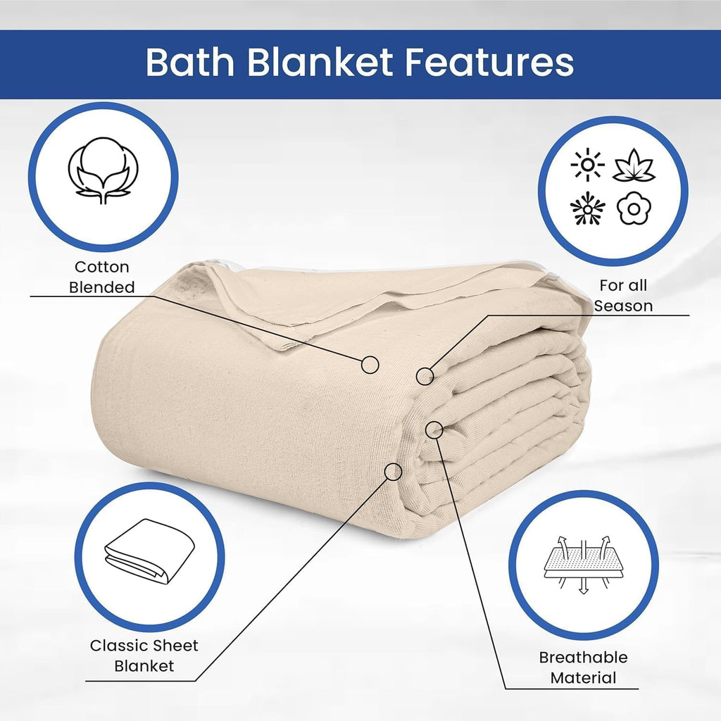 Linteum Textile Hospital Patient Bath Blanket Unbleached 70x90 in. 1.4 lb.