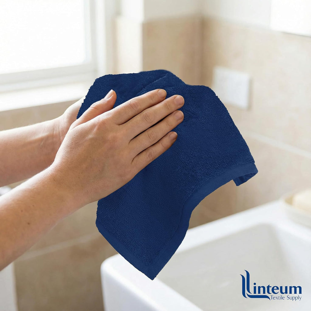 Linteum Textile Face Towel Set 100% Soft Cotton 16 Single Ring Spun Premium Durable Washcloths 12x12 Inch