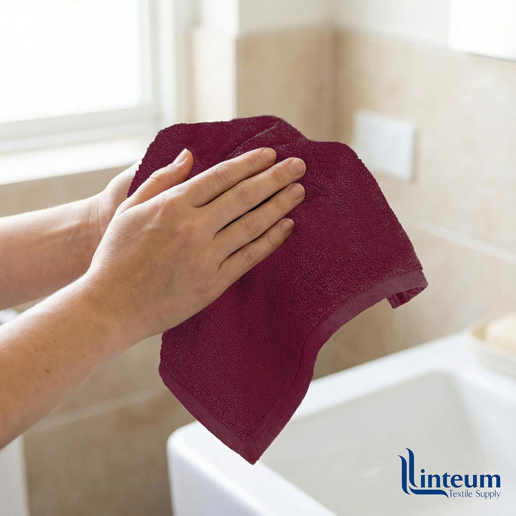 Linteum Textile Face Towel Set 100% Soft Cotton 16 Single Ring Spun Premium Durable Washcloths 12x12 Inch
