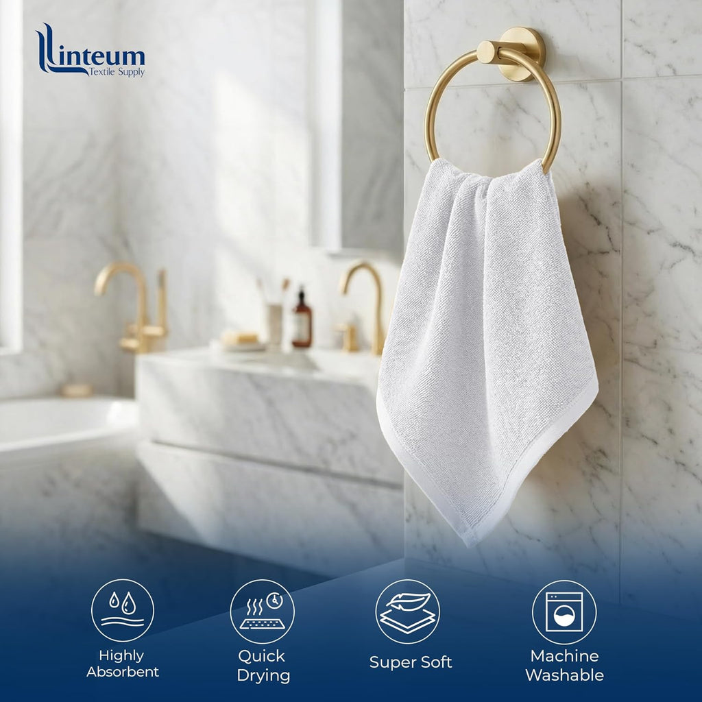 Linteum Textile Face Towel Set 100% Soft Cotton 16 Single Ring Spun Premium Durable Washcloths 12x12 Inch