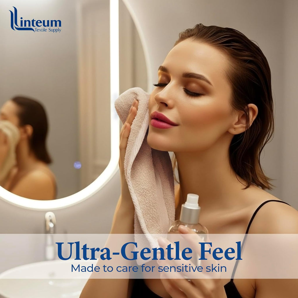 Linteum Textile Washcloth 100% Soft Cotton Zero Twist Premium Washcloths Face Towel 13x13 Inch