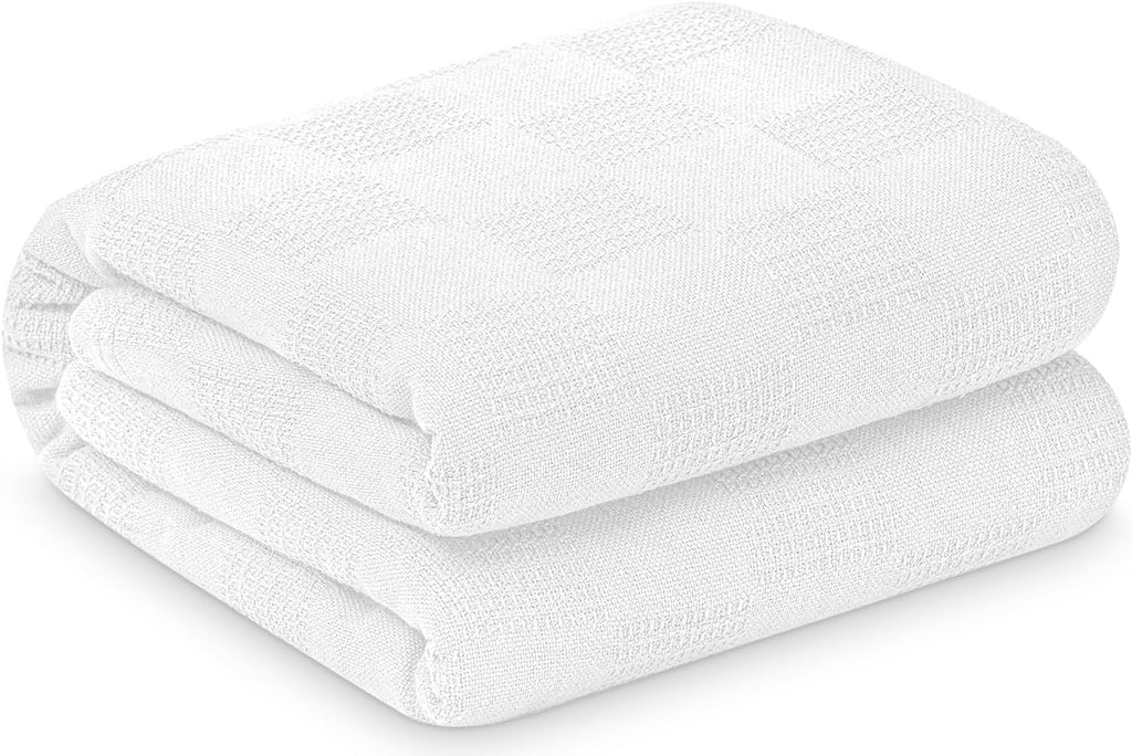 Linteum Textile Hospital Thermal Blanket 66x90 Inch 100% Cotton Breathable Soft and Cozy Open-Cell Weave Design Bed Blanket for Bed, Couch, Sofa Throw for All Season, 2.5 lb