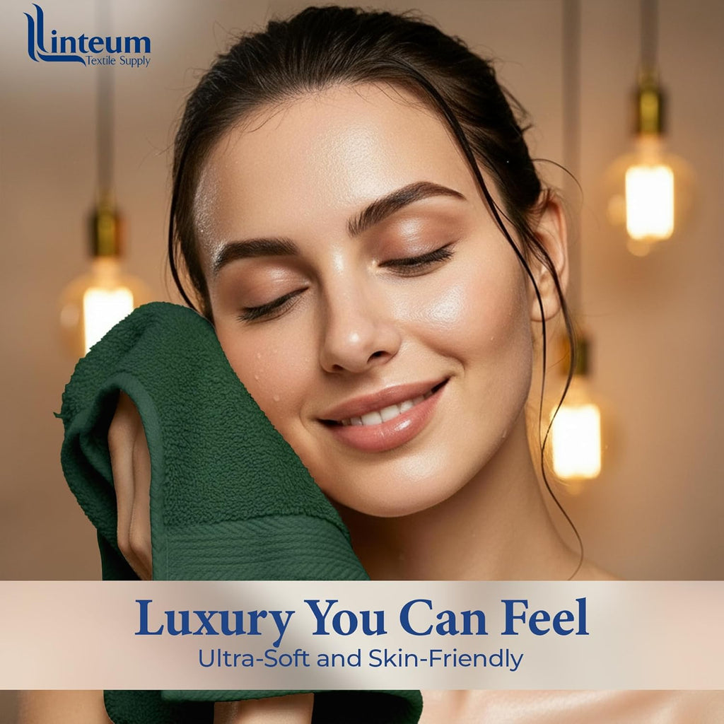 Linteum Textile Washcloth 100% Soft Cotton Zero Twist Premium Washcloths Face Towel 13x13 Inch