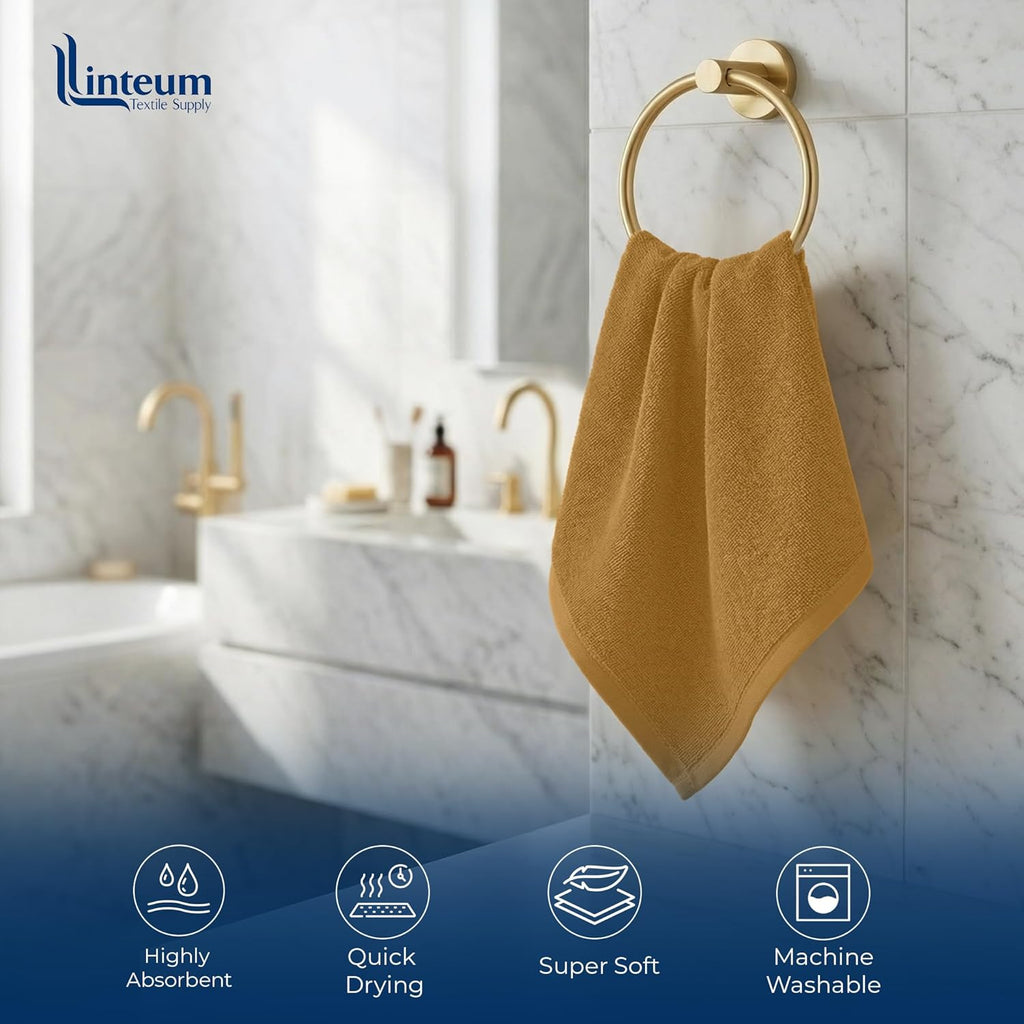 Linteum Textile Face Towel Set 100% Soft Cotton 16 Single Ring Spun Premium Durable Washcloths 12x12 Inch