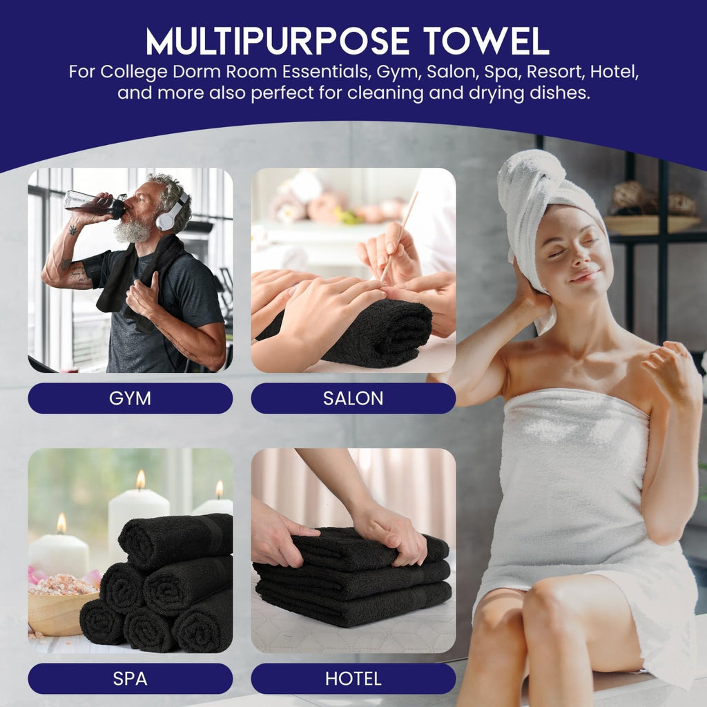Linteum Textile 20x40 Inch, 100% Cotton Premium-Quality Hair Towels, Salon, Spa, Pool and Gym Towels 16s Ring Spun Quick Dry Fresh & Fluffy Absorbent and Plush