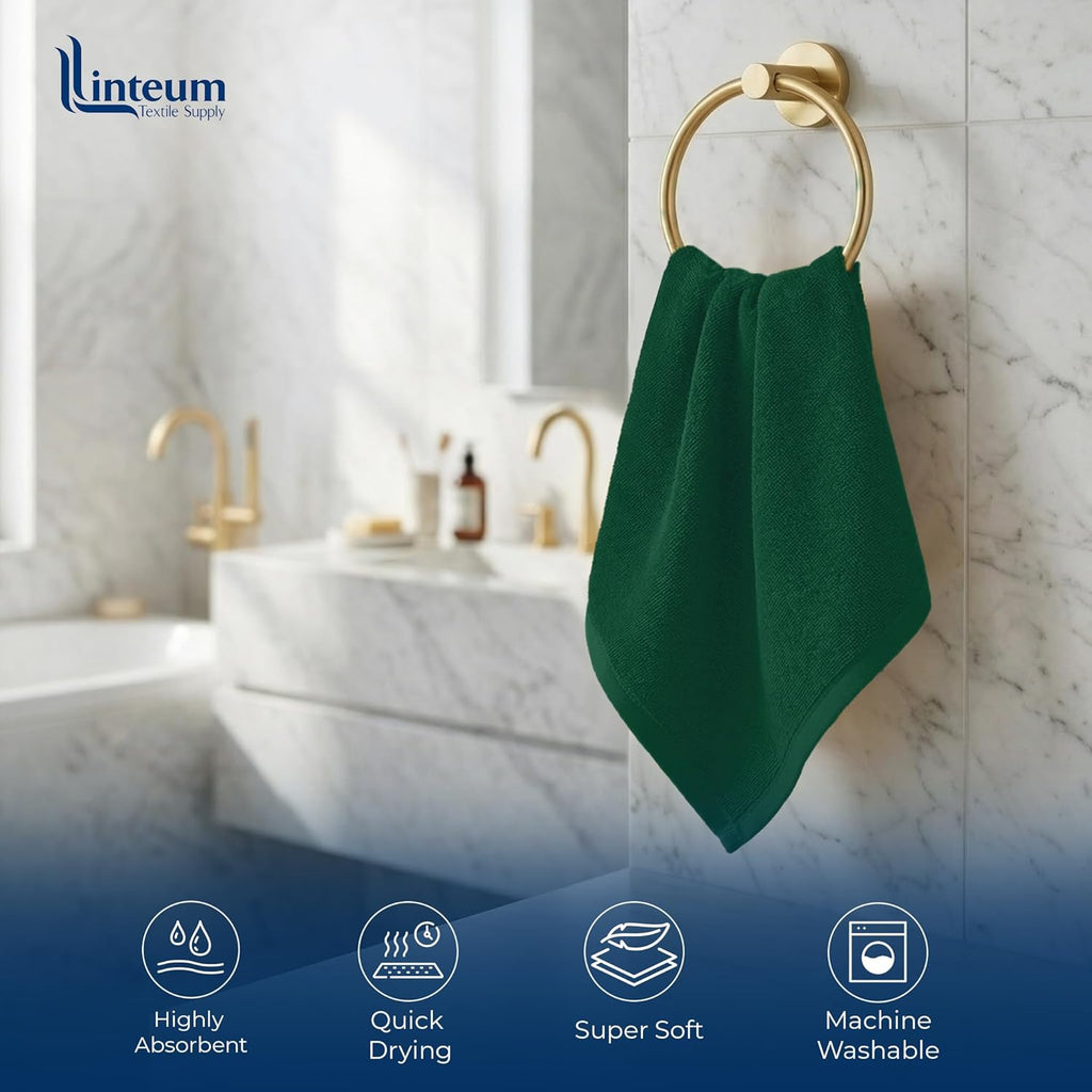 Linteum Textile Face Towel Set 100% Soft Cotton 16 Single Ring Spun Premium Durable Washcloths 12x12 Inch