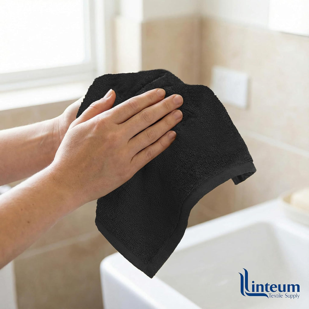 Linteum Textile Face Towel Set 100% Soft Cotton 16 Single Ring Spun Premium Durable Washcloths 12x12 Inch