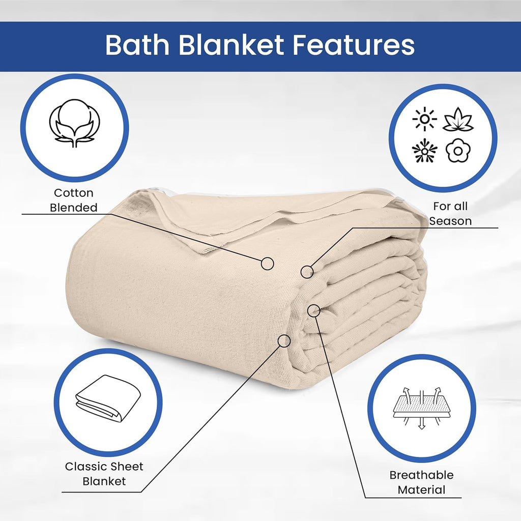 Linteum Textile Hospital Patient Bath Blanket Unbleached 70x90 in. 1.4 lb.