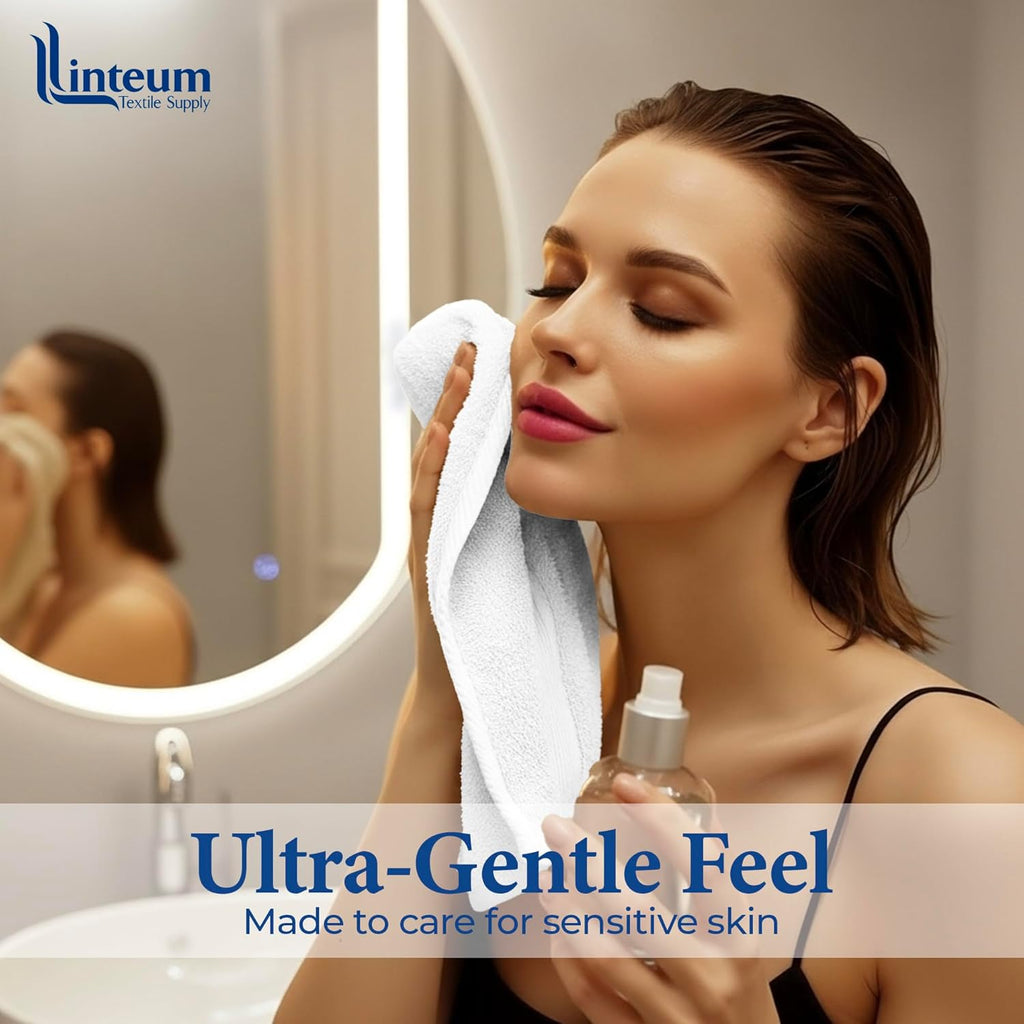 Linteum Textile Washcloth 100% Soft Cotton Zero Twist Premium Washcloths Face Towel 13x13 Inch