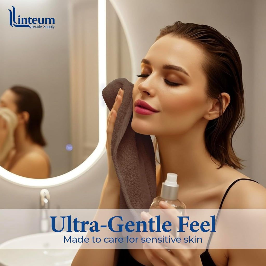 Linteum Textile Washcloth 100% Soft Cotton Zero Twist Premium Washcloths Face Towel 13x13 Inch