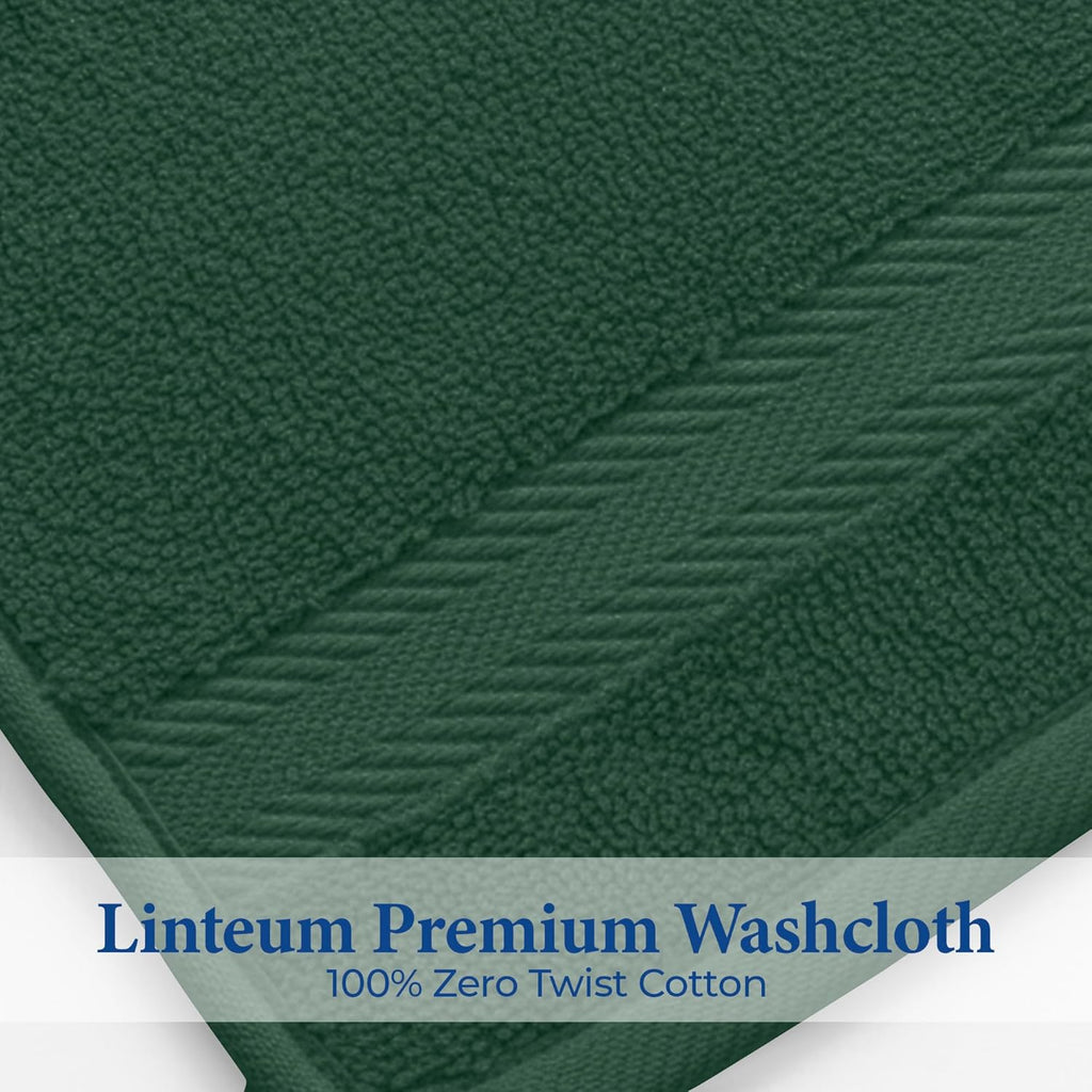 Linteum Textile Washcloth 100% Soft Cotton Zero Twist Premium Washcloths Face Towel 13x13 Inch