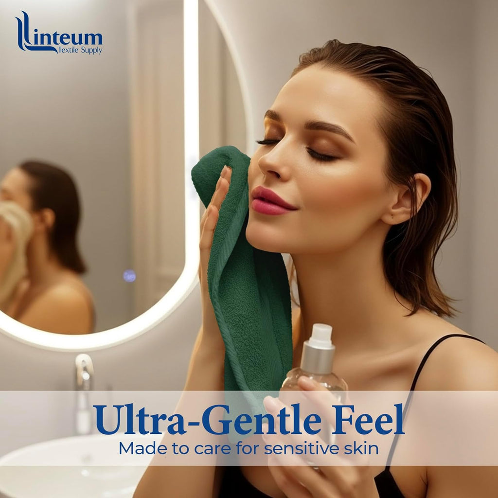 Linteum Textile Washcloth 100% Soft Cotton Zero Twist Premium Washcloths Face Towel 13x13 Inch