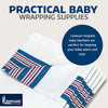 Linteum Textile 30x40 in Receiving Hospital Baby Blankets, 100% Cotton, Classic White w/Blue & Pink Stripes