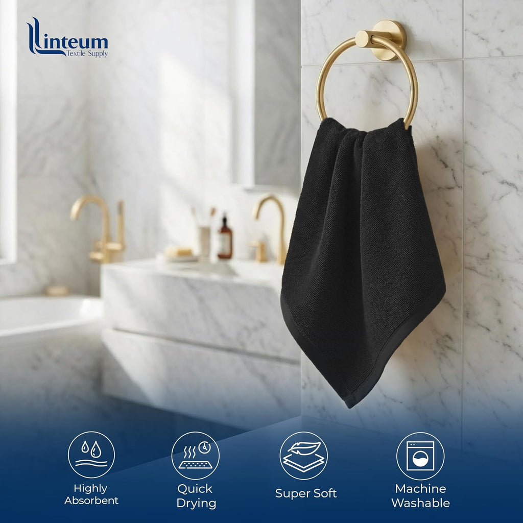 Linteum Textile Face Towel Set 100% Soft Cotton 16 Single Ring Spun Premium Durable Washcloths 12x12 Inch
