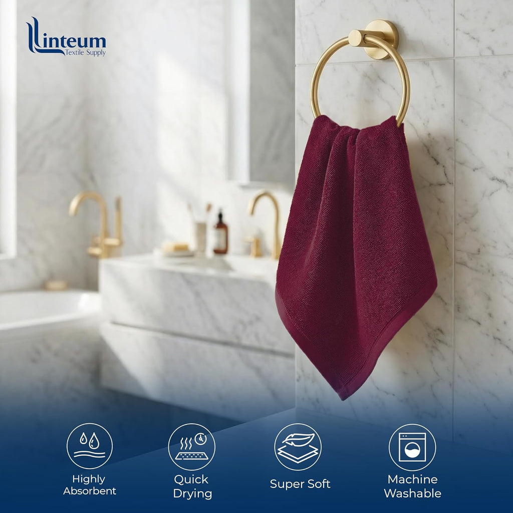 Linteum Textile Face Towel Set 100% Soft Cotton 16 Single Ring Spun Premium Durable Washcloths 12x12 Inch