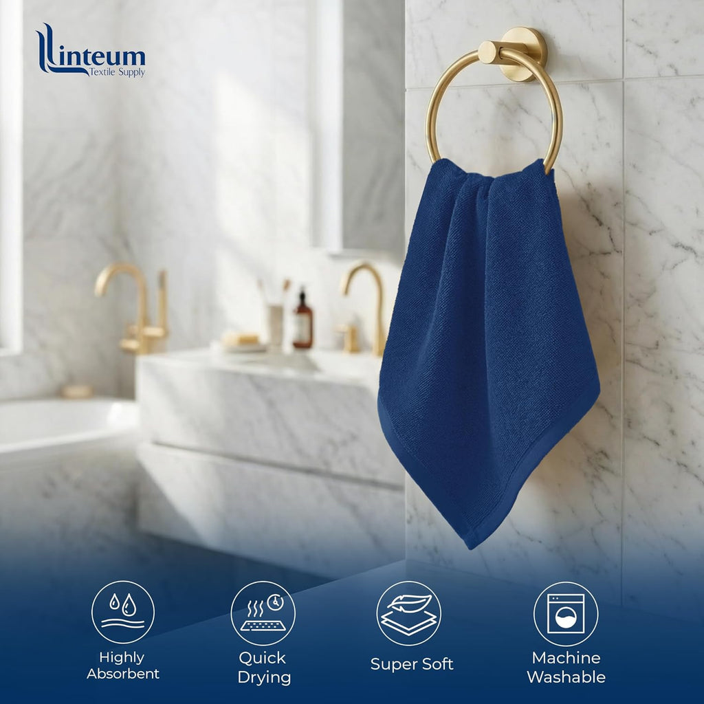 Linteum Textile Face Towel Set 100% Soft Cotton 16 Single Ring Spun Premium Durable Washcloths 12x12 Inch
