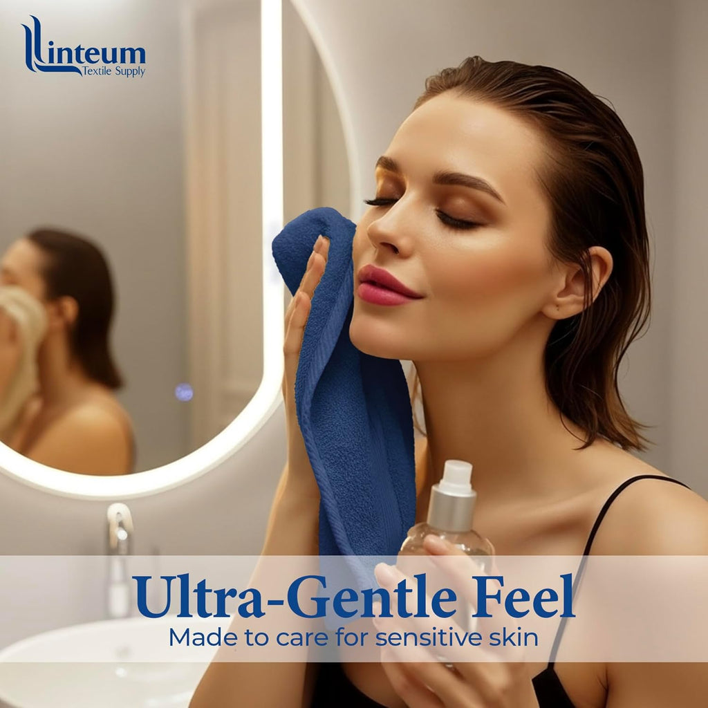 Linteum Textile Washcloth 100% Soft Cotton Zero Twist Premium Washcloths Face Towel 13x13 Inch