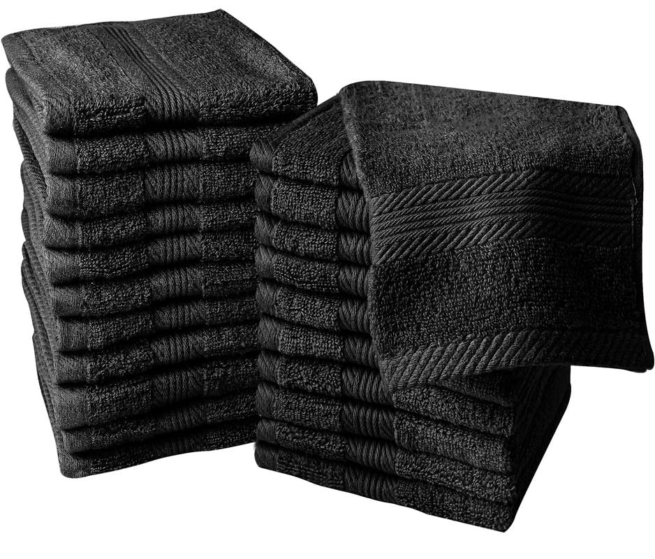 Linteum Textile Washcloth Set 100% Soft Cotton Zero Twist 16 Single Ring Spun Premium Washcloths Face Towel 13x13 Inch