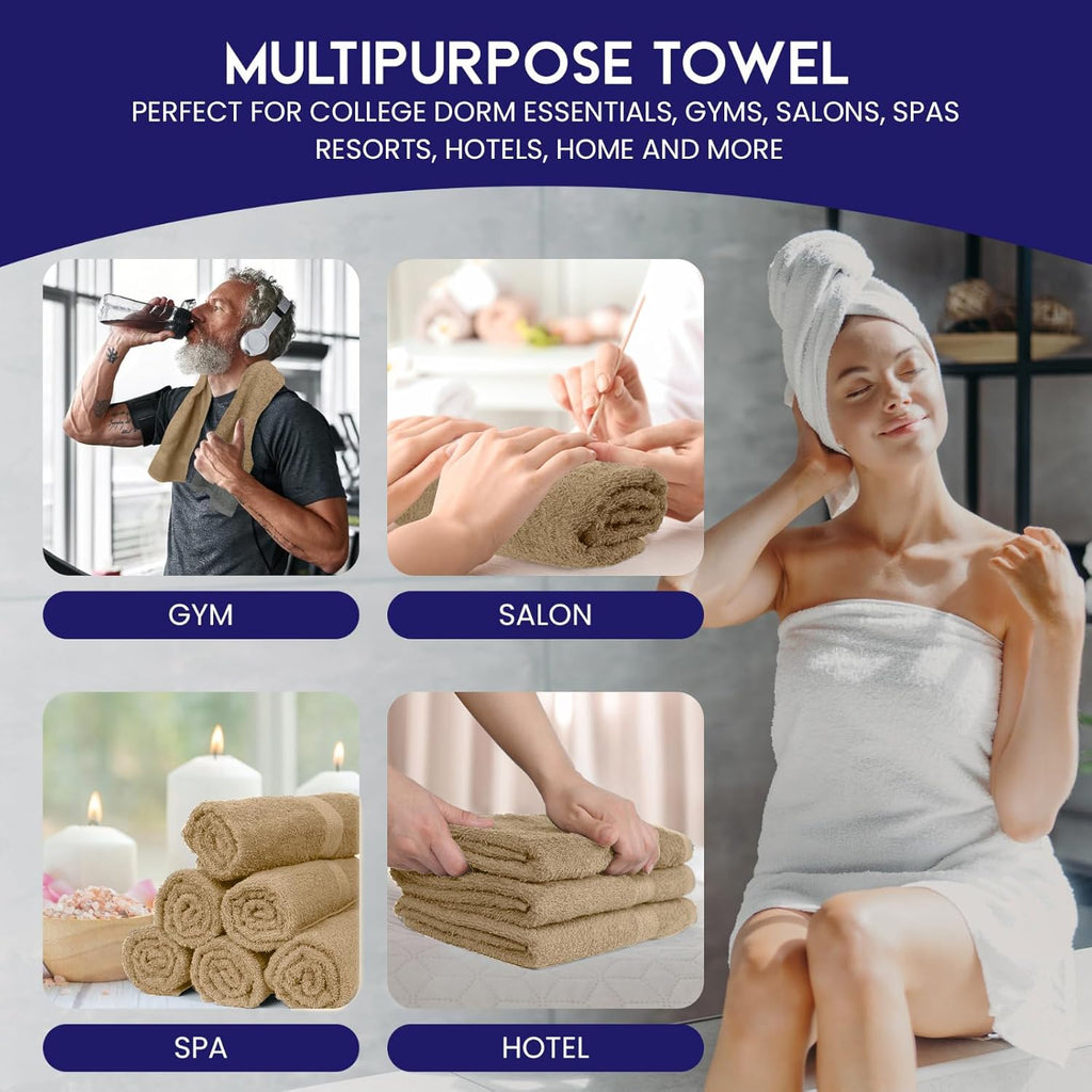 Linteum Textile 20x40 Inch, 100% Cotton Premium-Quality Hair Towels, Salon, Spa, Pool and Gym Towels 16s Ring Spun Quick Dry Fresh & Fluffy Absorbent and Plush