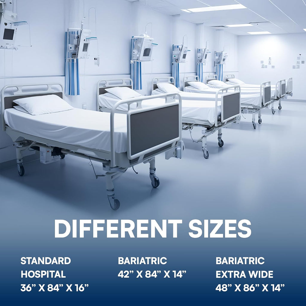 Linteum Textile White (42"x84"x14") Fitted Bariatric Hospital Bed Sheets - Cotton Blended Soft Jersey Knitted Sheets - Shrinkage & Fade Resistant for Home, Hotel, Motel & Rental Properties