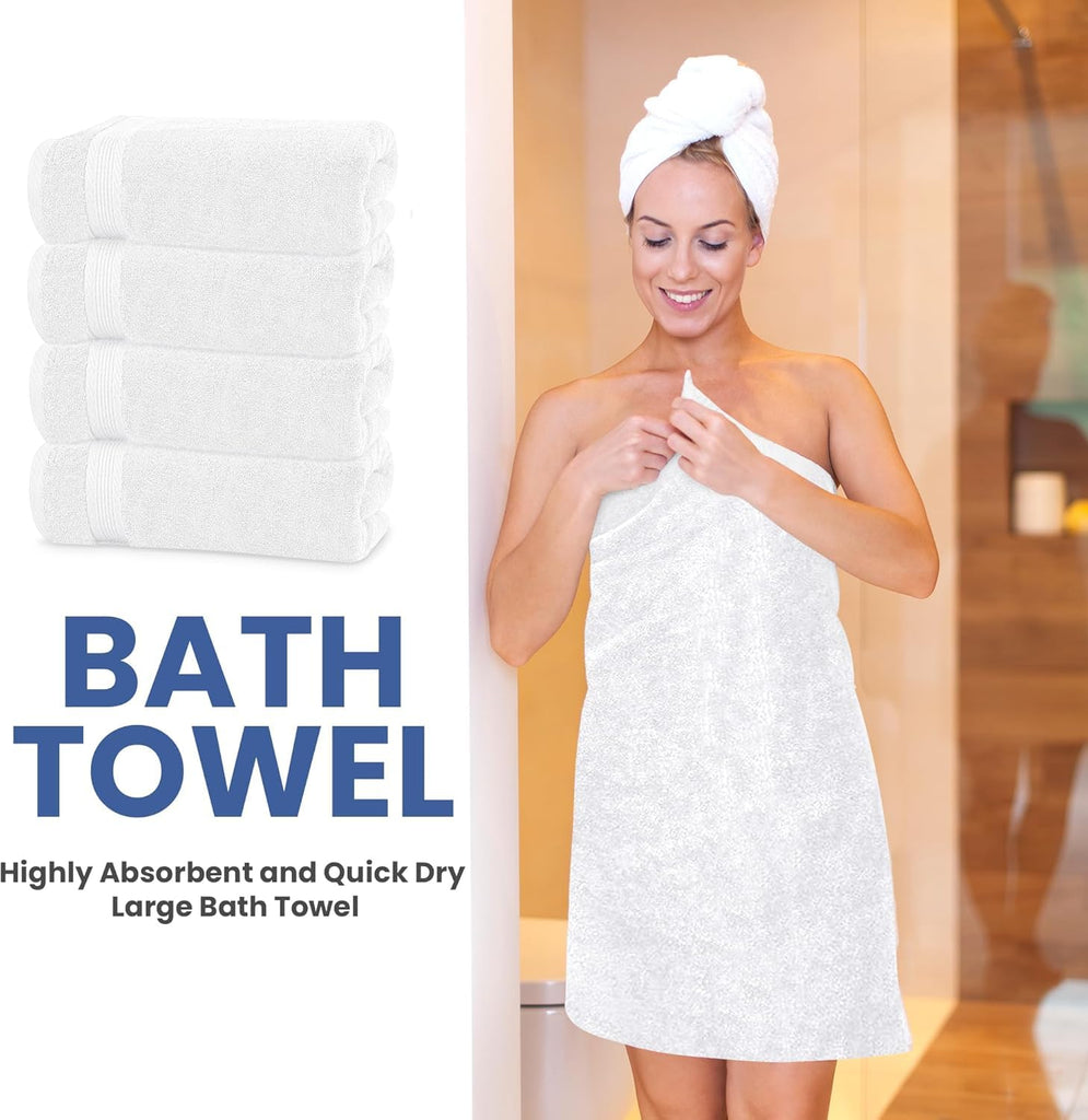 Linteum Textile Supply 27x54 Luxury Bath Towels Highly Absorbent Quick Drying Towels with 100% Ring-Spun Cotton Material for Home, Hotel, Spa, & Gym