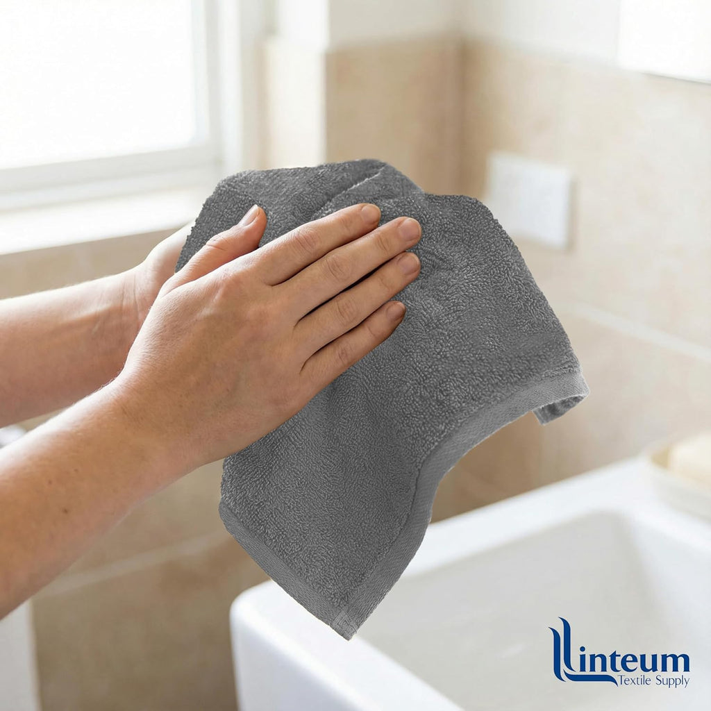 Linteum Textile Face Towel Set 100% Soft Cotton 16 Single Ring Spun Premium Durable Washcloths 12x12 Inch