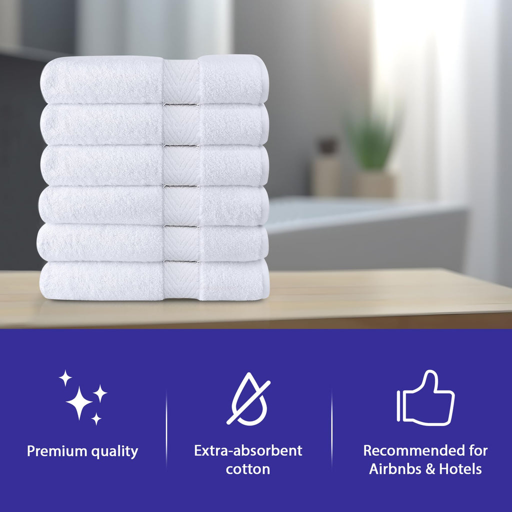 Linteum Textile Supply 27x52 inches Hotel Quality Bath Towels (White) Highly Absorbent Durable Bath Towels with 100% Soft Cotton Material for Home, Hotel, and Spa