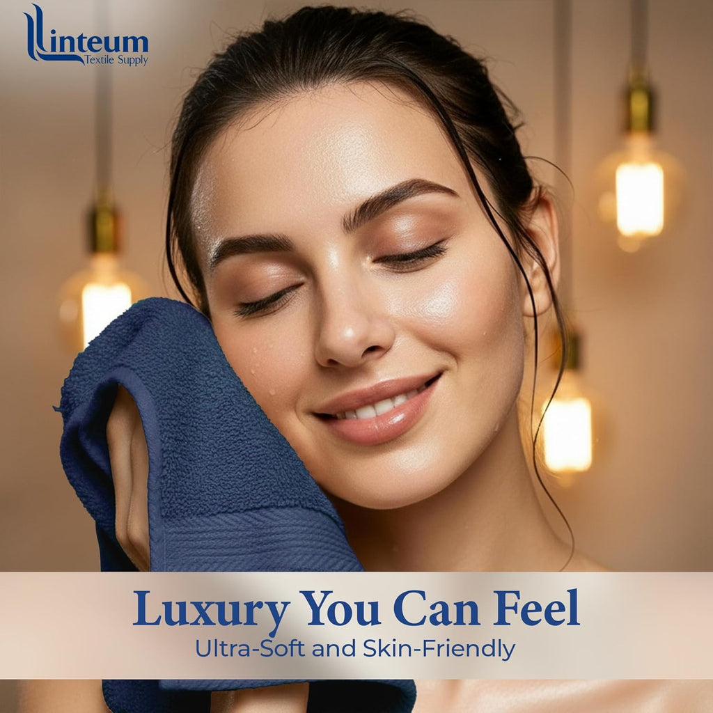 Linteum Textile Washcloth 100% Soft Cotton Zero Twist Premium Washcloths Face Towel 13x13 Inch