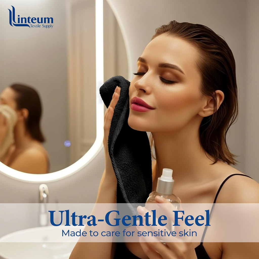 Linteum Textile Washcloth 100% Soft Cotton Zero Twist Premium Washcloths Face Towel 13x13 Inch