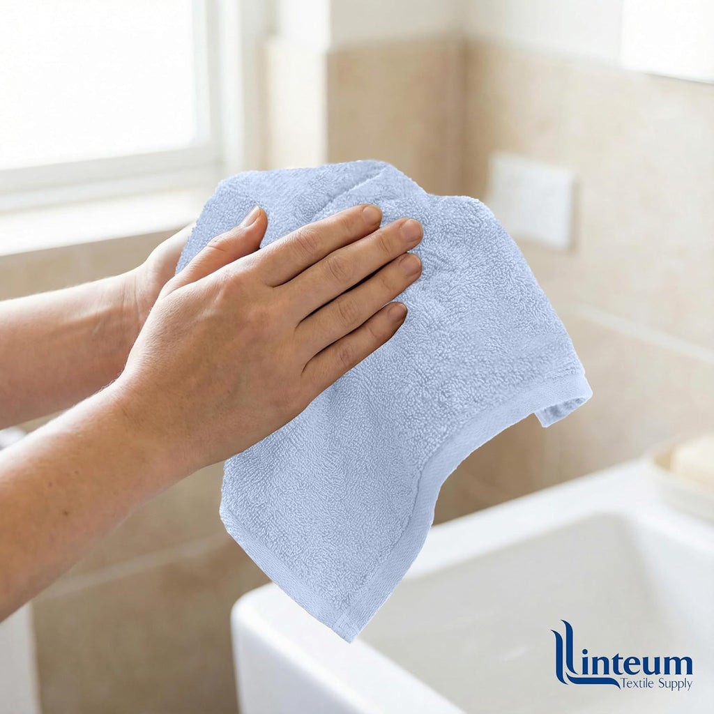 Linteum Textile Face Towel Set 100% Soft Cotton 16 Single Ring Spun Premium Durable Washcloths 12x12 Inch