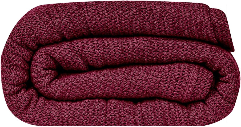 Linteum Textile Supply Leno Weave Blanket, 100% Cotton, Lightweight, Warm, Extra-Fluffy, Premium and Durable Soft & Cozy Bed Blanket for Bed, Couch, Sofa Throw for All Season