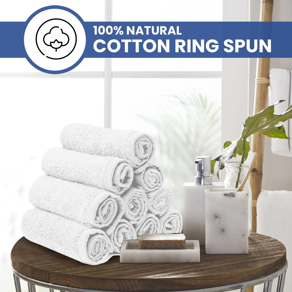 Linteum Textile Washcloth Set 100% Soft Cotton Zero Twist 16 Single Ring Spun Premium Washcloths Face Towel 13x13 Inch